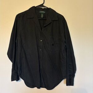 Lauren Ralph Lauren Linen Black Button-Up Shirt
